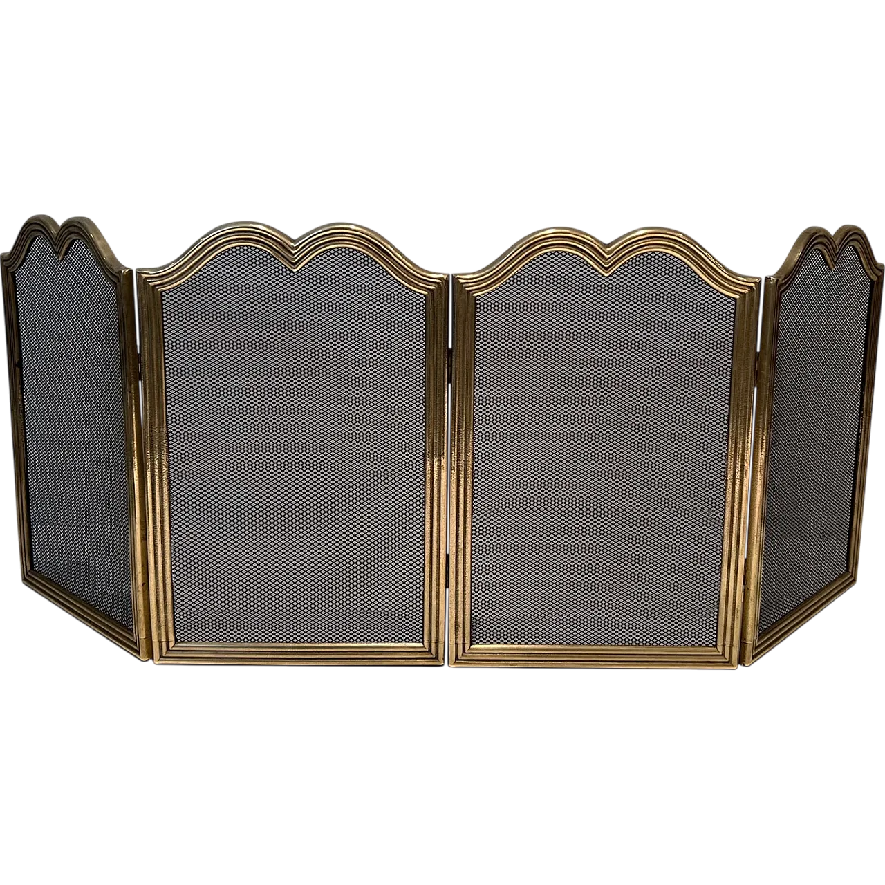 Paravento per camino in ottone e griglia stile neoclassico, anni '70 18