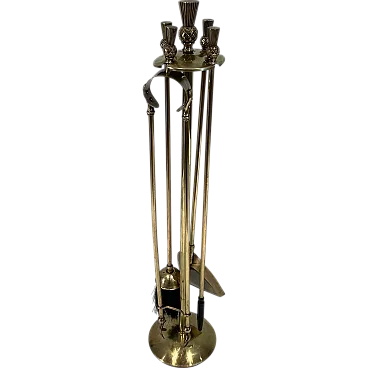 Brass pineapple fireplace tools, 1970s