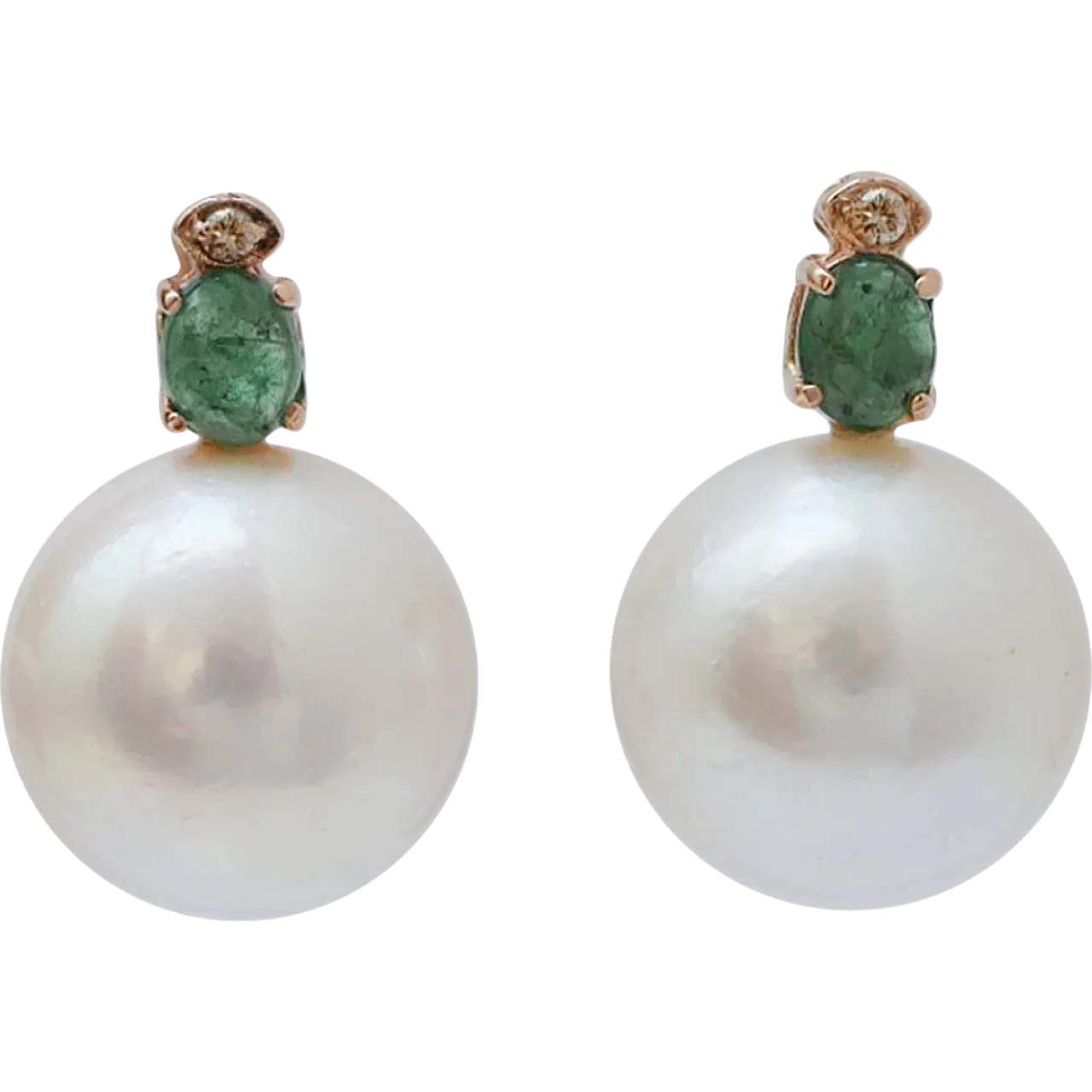 Earrings with pearls, emeralds, diamonds and pink gold, 2000s 7