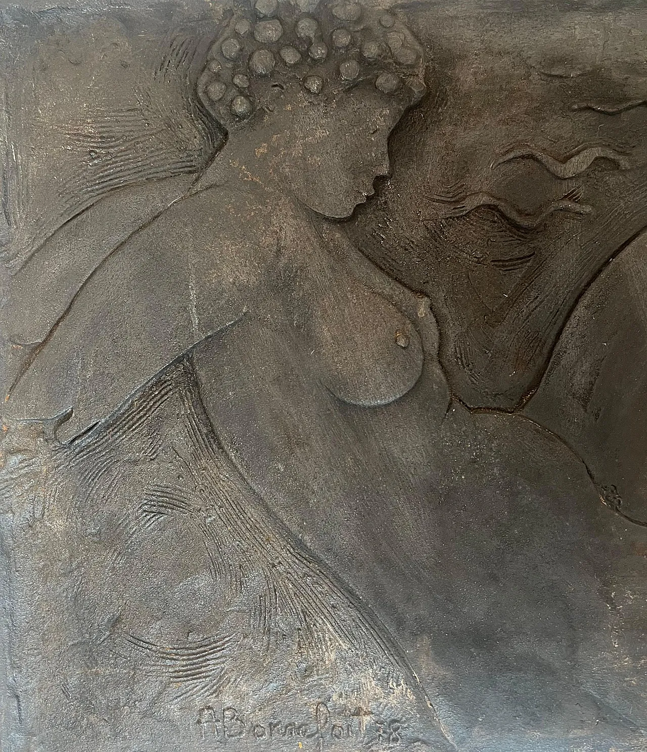 Piantana in ghisa con una donna nuda firmata Bonnefoit, anni '80 3