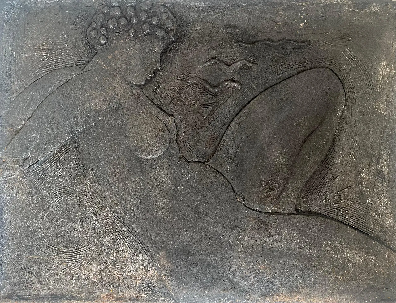 Piantana in ghisa con una donna nuda firmata Bonnefoit, anni '80 15