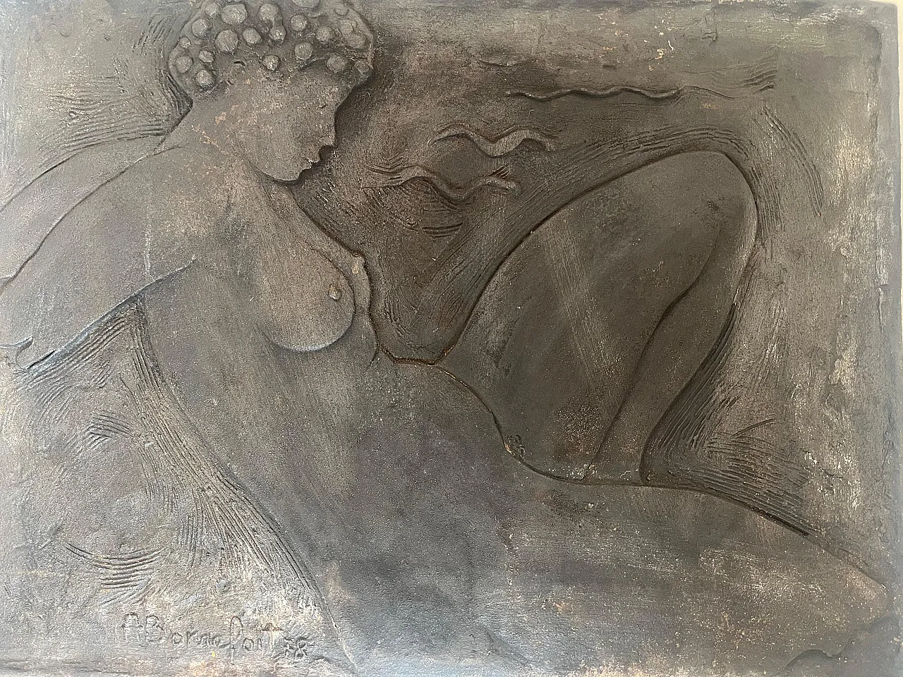 Piantana in ghisa con una donna nuda firmata Bonnefoit, anni '80 17