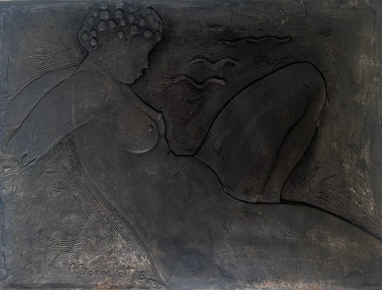 Piantana in ghisa con una donna nuda firmata Bonnefoit, anni '80 20
