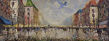 Paris by Giulio De Simone, oil painting, 1980s