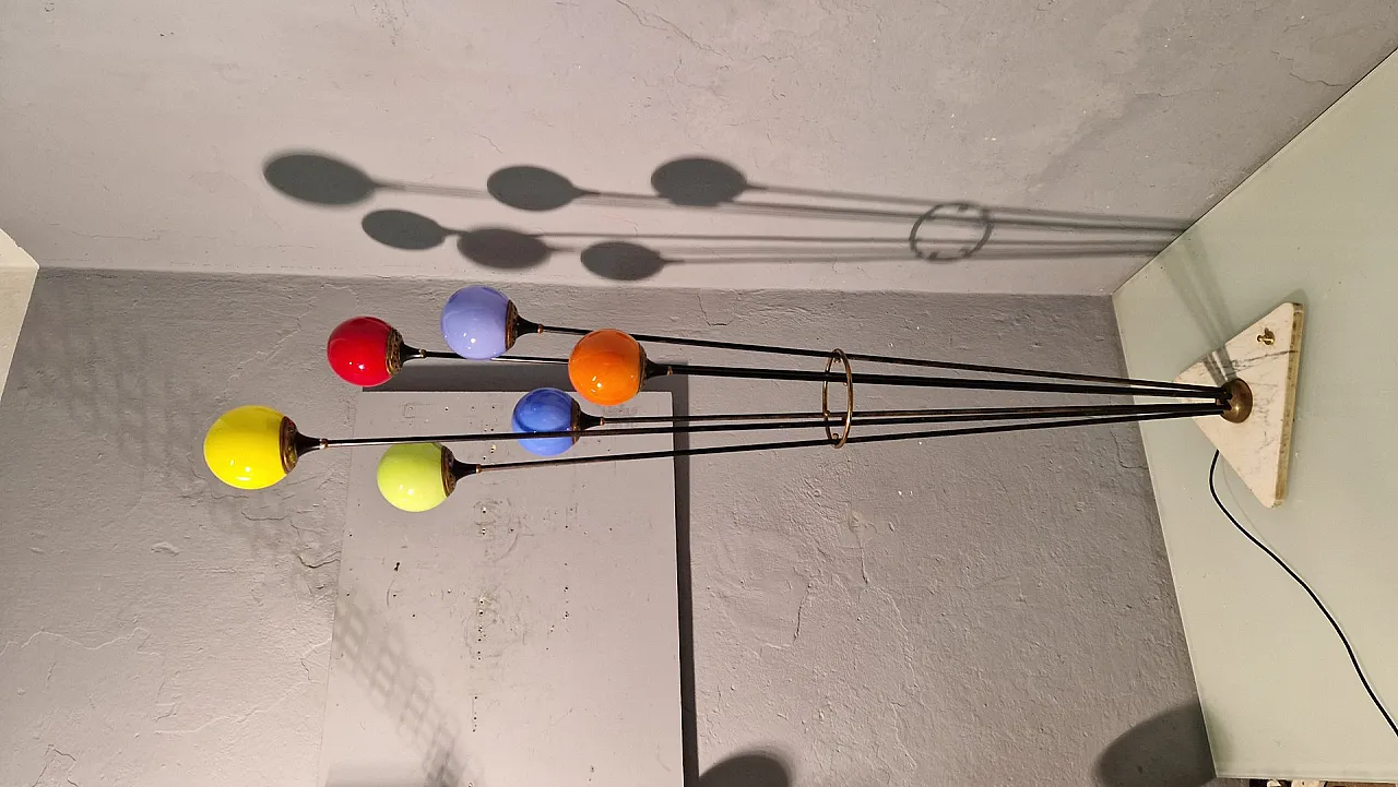 Lampada da terra Alberello in ferro, ottone e marmo di Stilnovo, anni '50 3