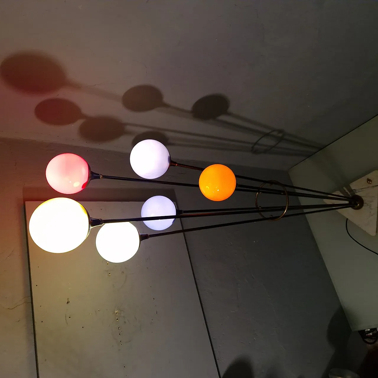 Lampada da terra Alberello in ferro, ottone e marmo di Stilnovo, anni '50 4