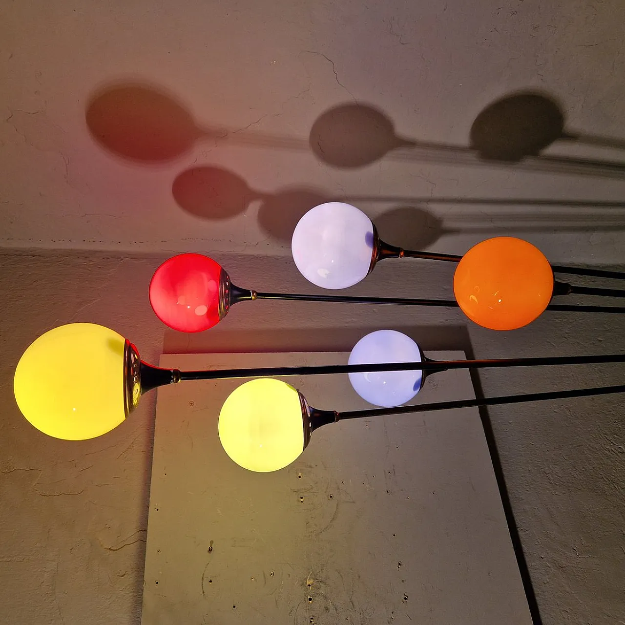 Lampada da terra Alberello in ferro, ottone e marmo di Stilnovo, anni '50 5