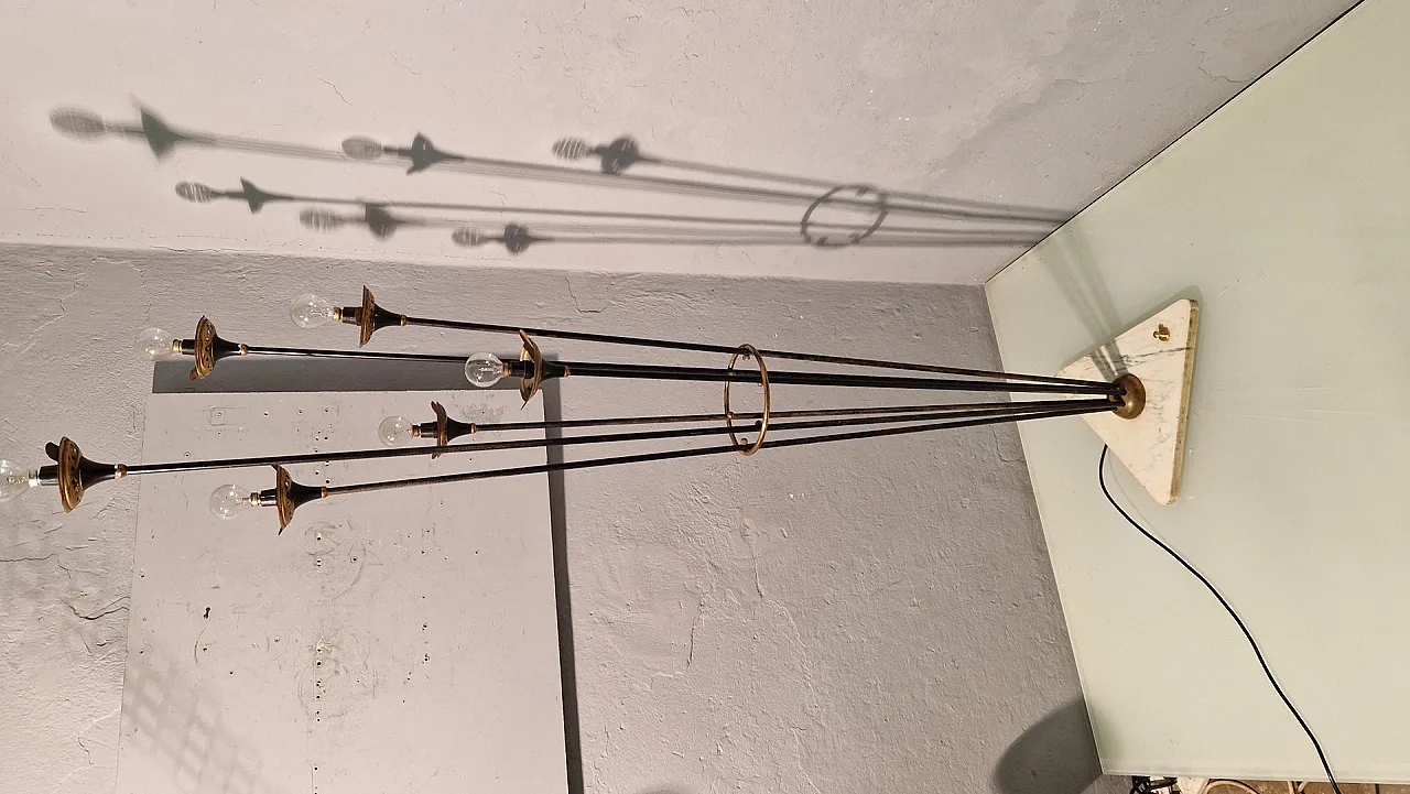 Lampada da terra Alberello in ferro, ottone e marmo di Stilnovo, anni '50 10