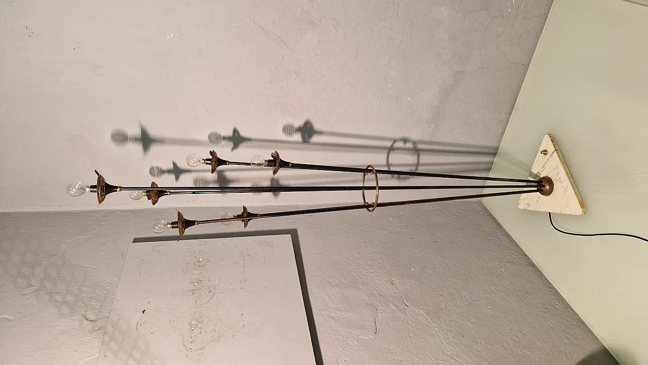 Lampada da terra Alberello in ferro, ottone e marmo di Stilnovo, anni '50 11