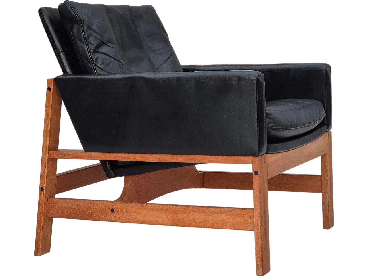 Danish lounge chair in leather, 60s, 18