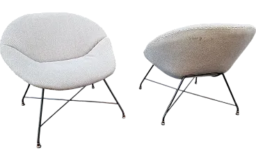 Armchairs Mod Minoletta in Gray Augusto Bozzi Fabric by Augusto Bozzi for Saporiti, 1950s, Set of 2