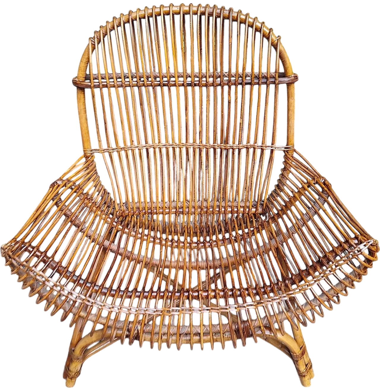 Poltrona modello Oscar Paolo Tilche in vimini di Paolo Tilche per Bonacina, anni '50 6