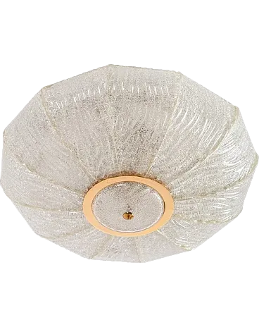 Lampada da soffitto modello Royal in ferro, ottone e vetro Dew di Barovier & Toso, anni '70