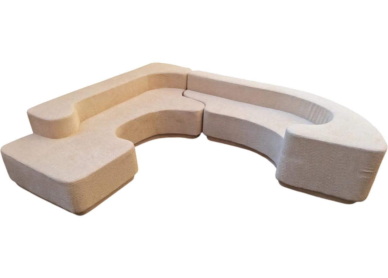 Divano Lara vintage in bouclé bianco di Roberto Pamio per Stilwood, anni '70, set di 2 8