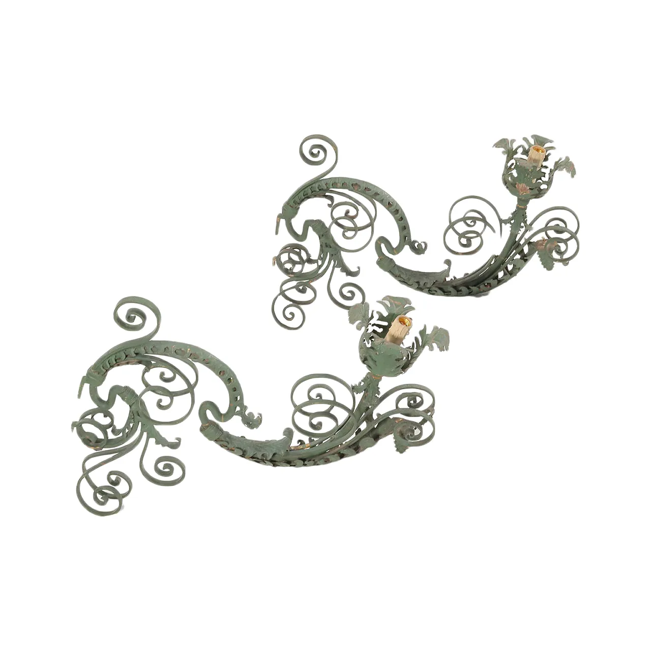 Coppia di applique decorate con motivi fitomorfi in stile liberty, del '800 1