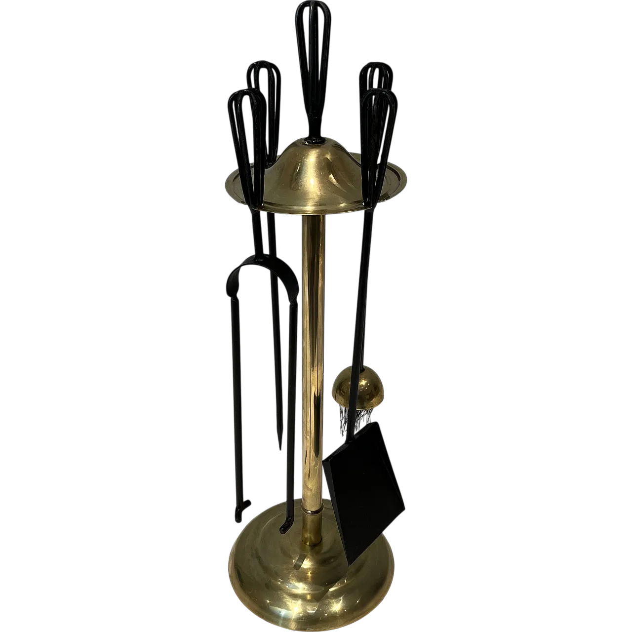 Lacquered metal and brass fireplace tools, 1970s 12