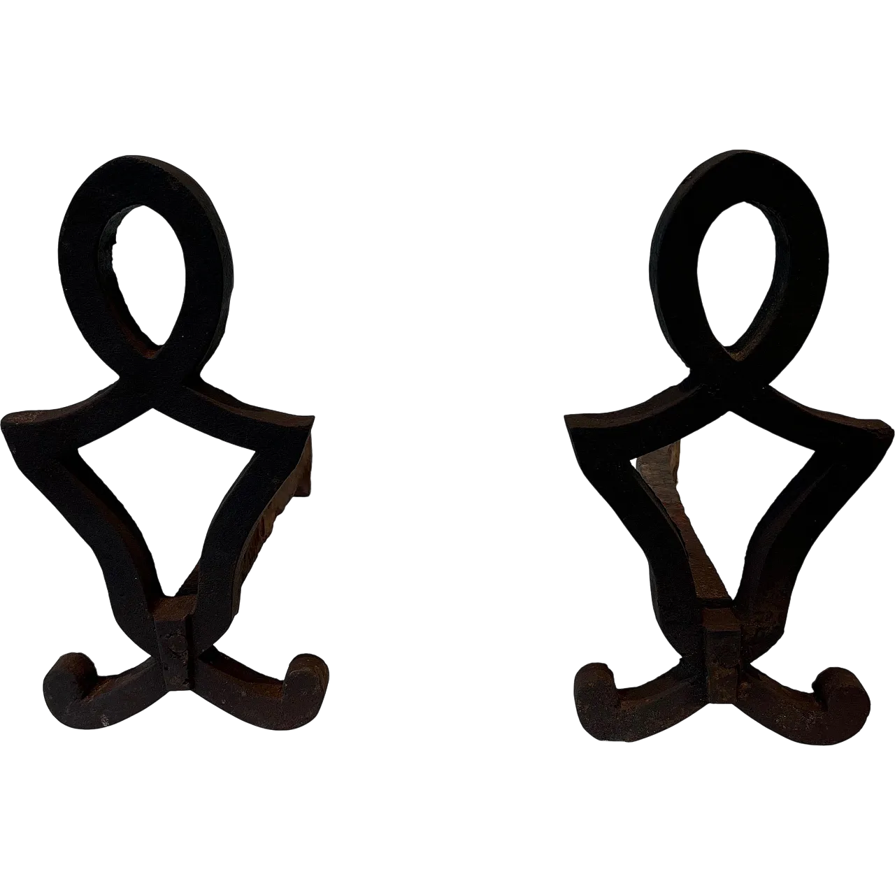 Coppia di androni in ghisa e ferro battuto di Raymond Subes, anni '40 13