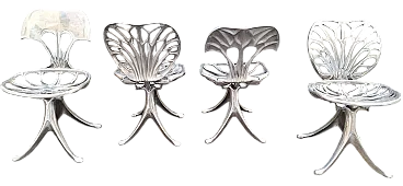 4 Sedie Nervure in alluminio pressofuso di Quasar Khanh, anni '80