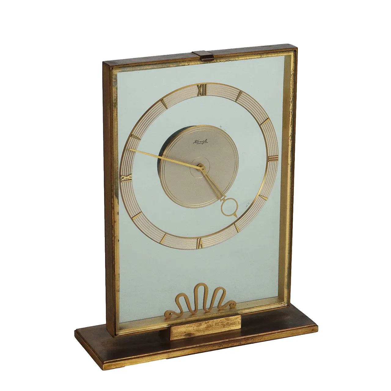 Kienzle table clock in gilded brass, 1950s 1