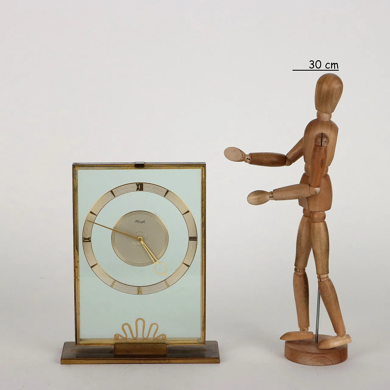 Kienzle table clock in gilded brass, 1950s 2