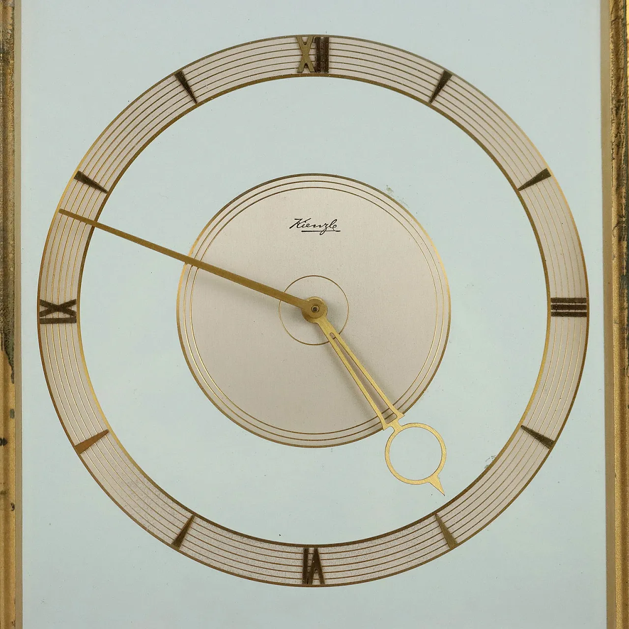 Kienzle table clock in gilded brass, 1950s 3