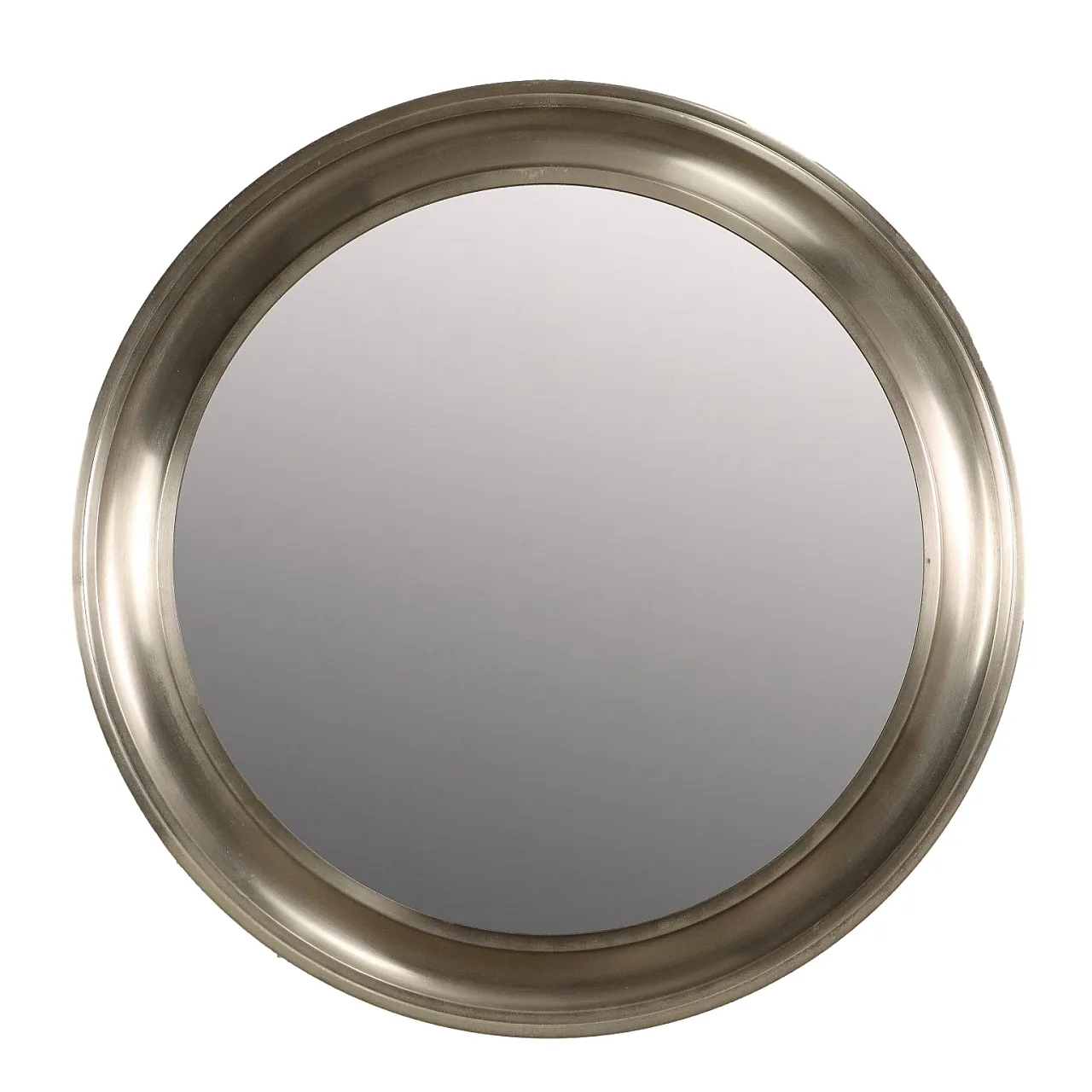 Specchio da parete rotondo in metallo cromato, anni '60 1