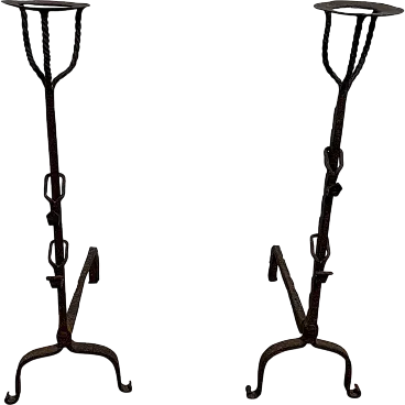 Coppia di landiers in ferro battuto, '700