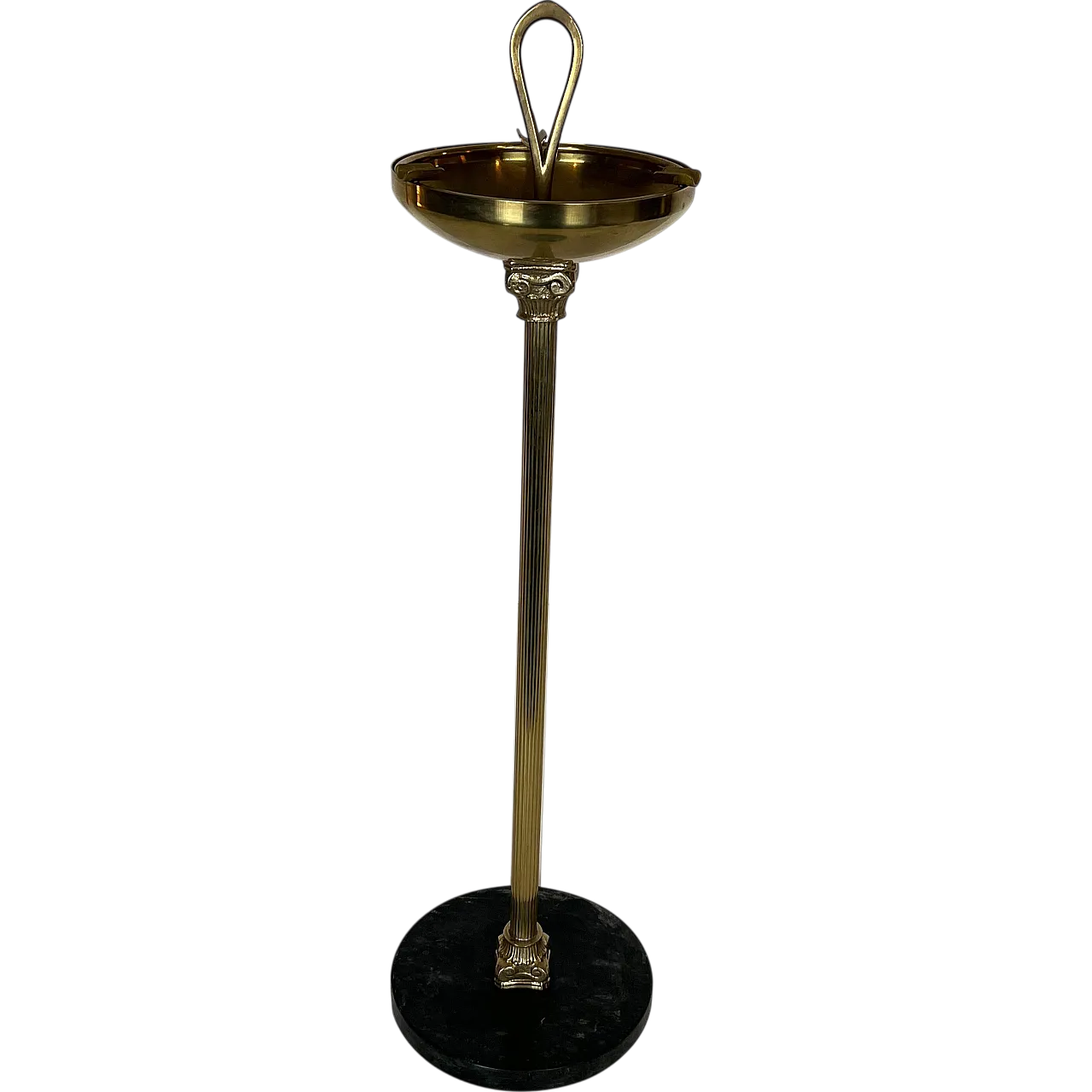 Posacenere in bronzo e ottone su base circolare in marmo, anni '40 13