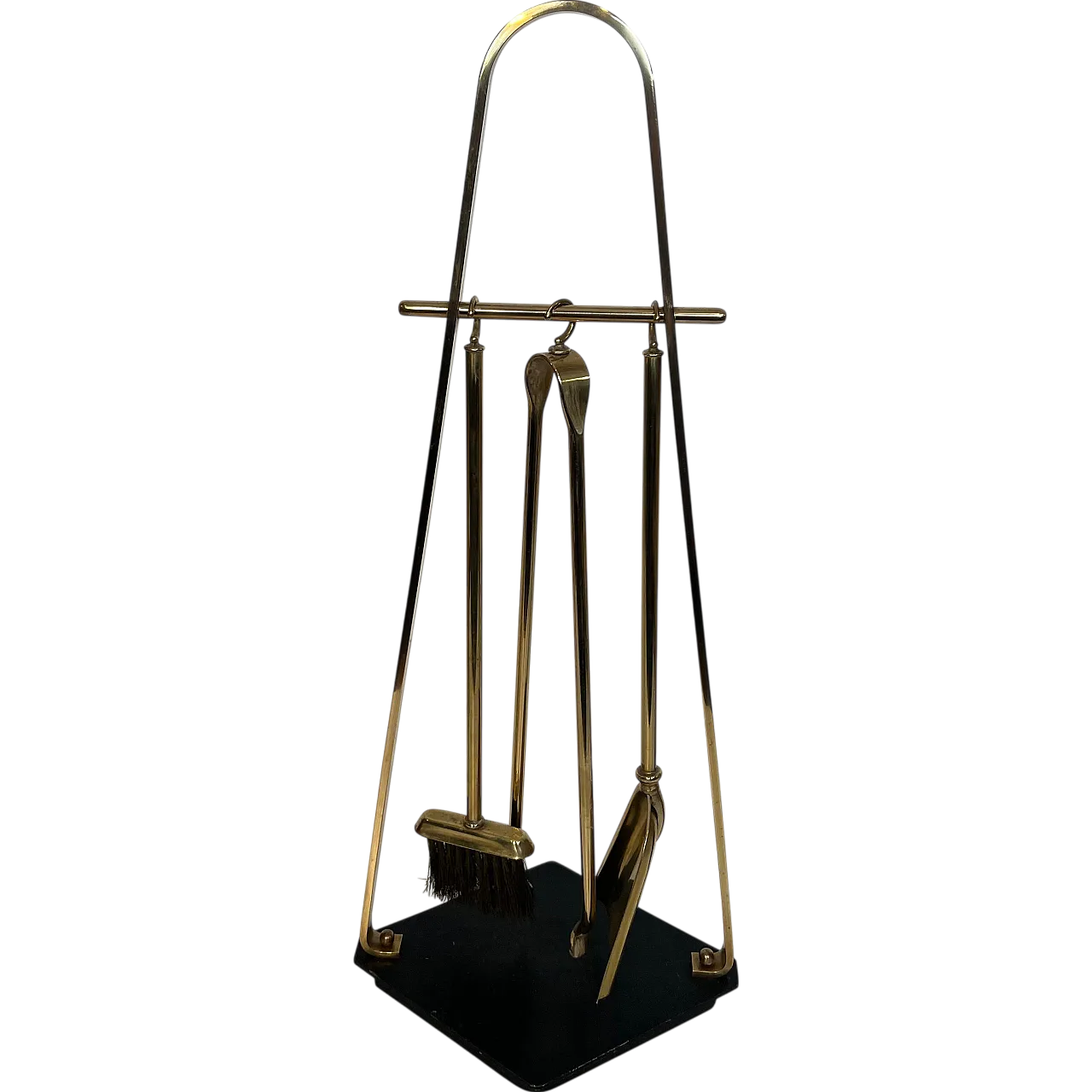 Brass and lacquer fireplace tools on stand, 1970s 20