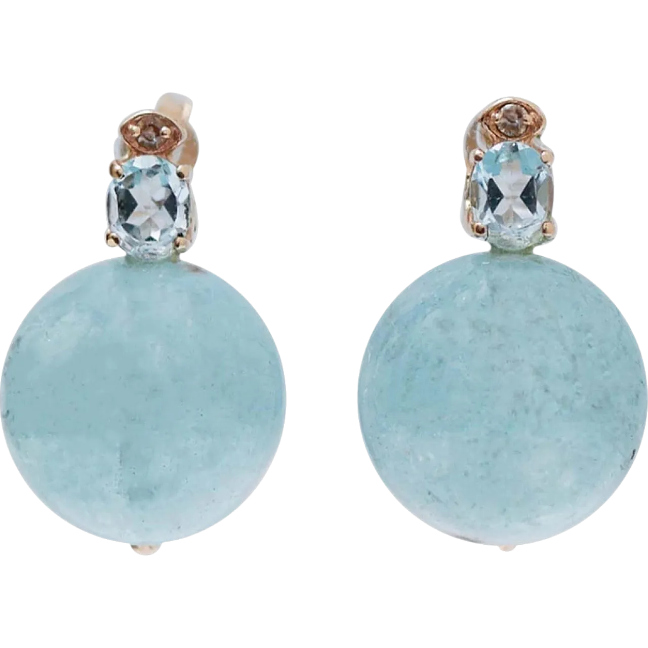 Gold earring, aquamarine, topaz, diamonds, 2000s 7
