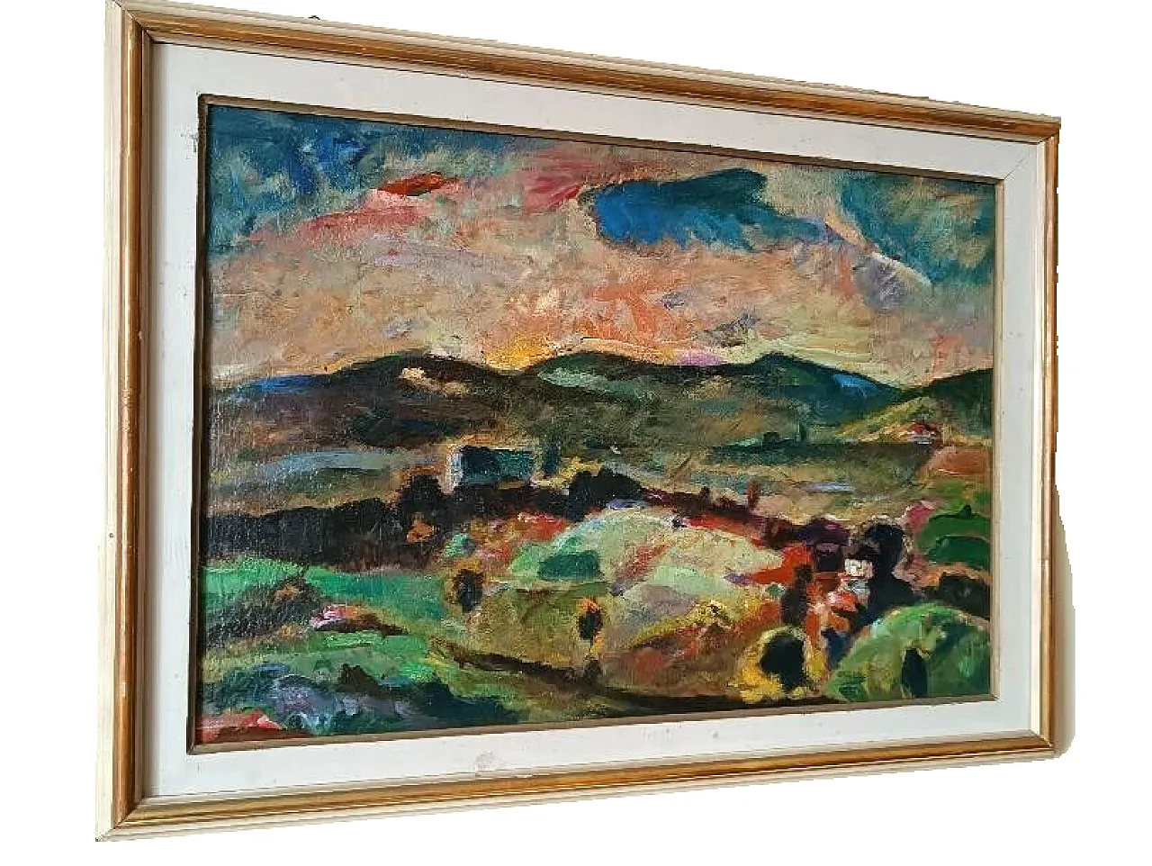 Landscape by Dilvo Lotti, oil on panel, 1930s 2