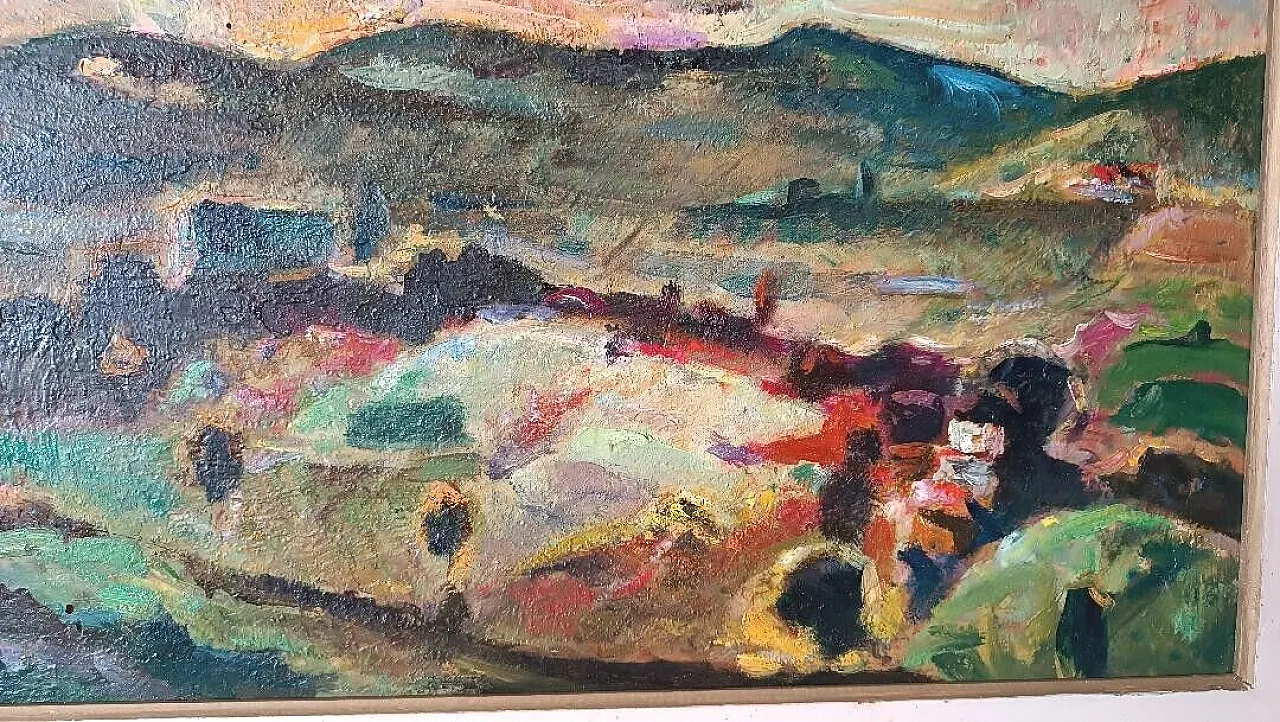 Landscape by Dilvo Lotti, oil on panel, 1930s 8