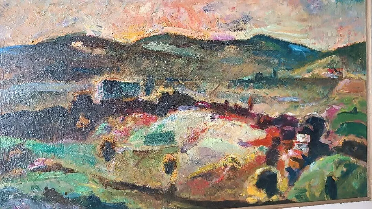 Landscape by Dilvo Lotti, oil on panel, 1930s 10