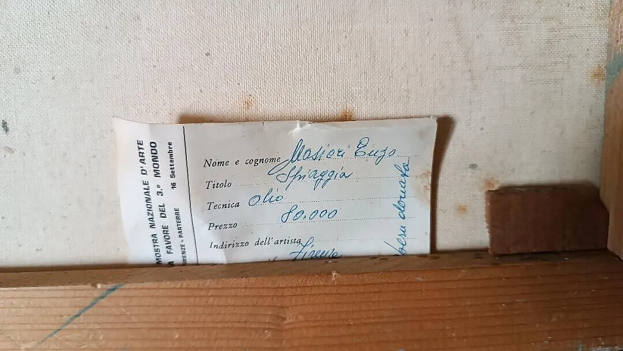 Spiaggia versiliana di Enzo Masieri, olio su tela, '900 7