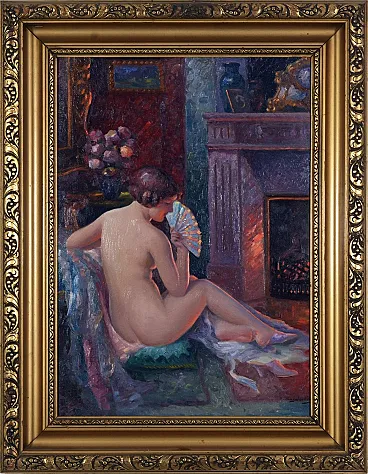 Nude by S. Bogdanovics, oil on panel, 1920s