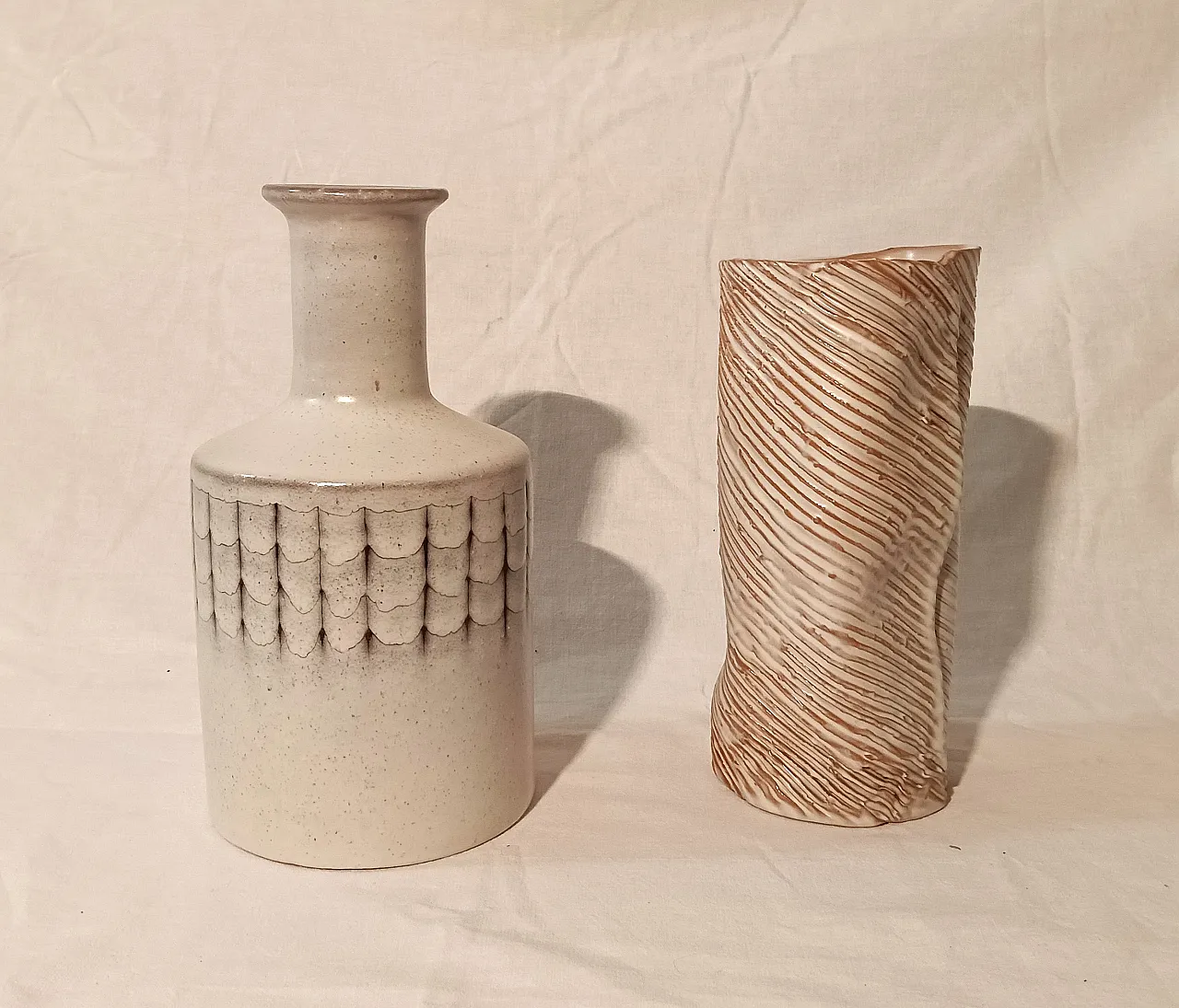 Glazed ceramic bottle and vase by Menozzi, 1970s 17