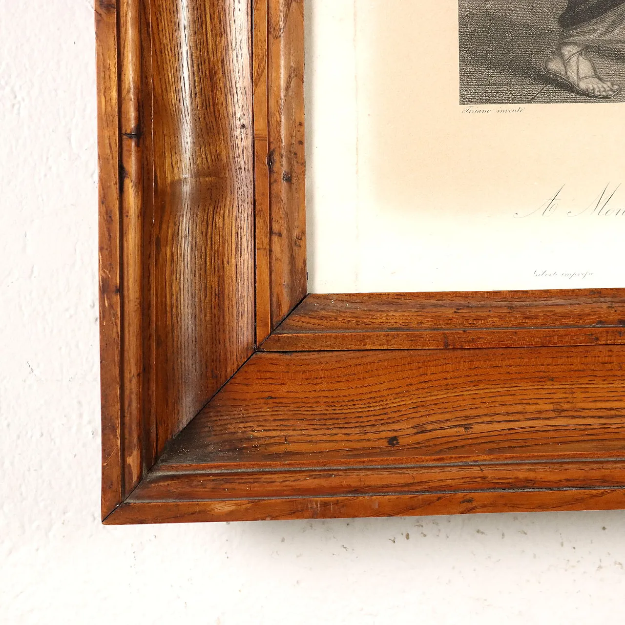 Charge of the adulterous woman, print in elm frame, 19th century 5