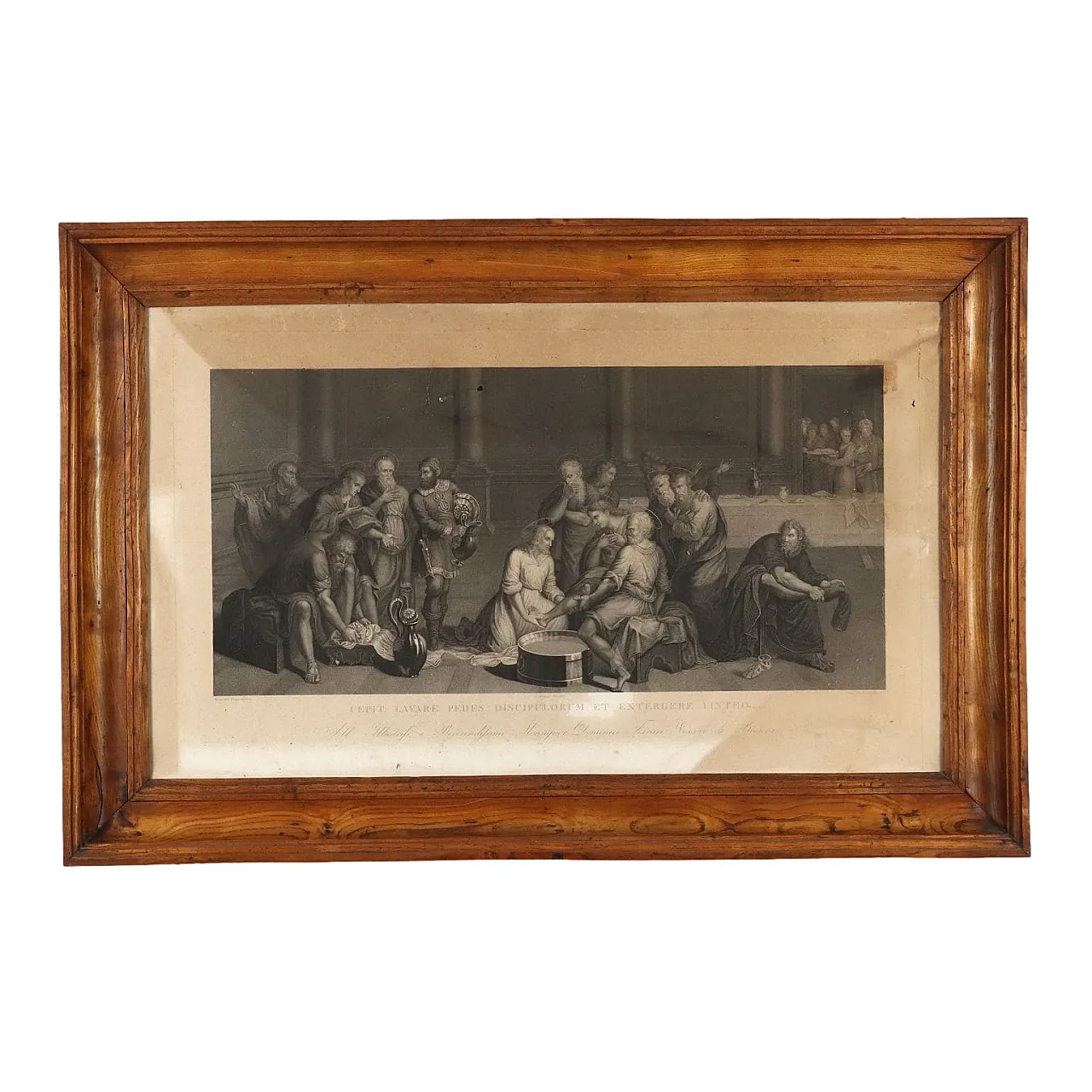 Lavanda dei piedi, stampa in cornice Impero in olmo, '800 1