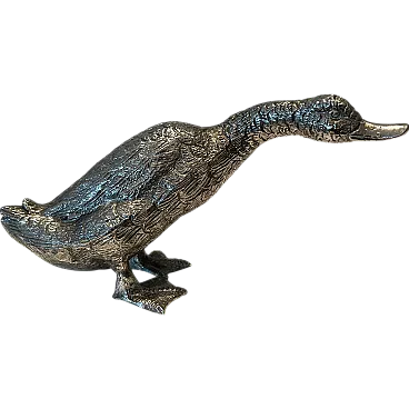 Anatra in bronzo argentato, anni '70