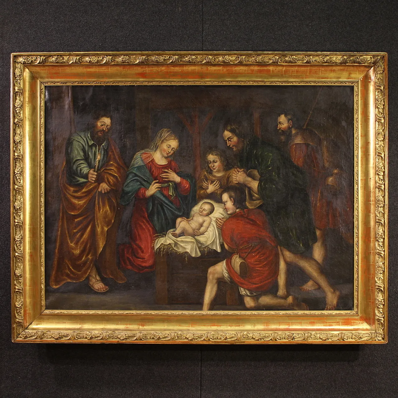 Adorazione dei pastori, dipinto ad olio francese, '600 1