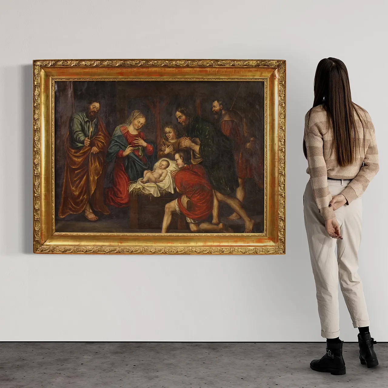 Adorazione dei pastori, dipinto ad olio francese, '600 3