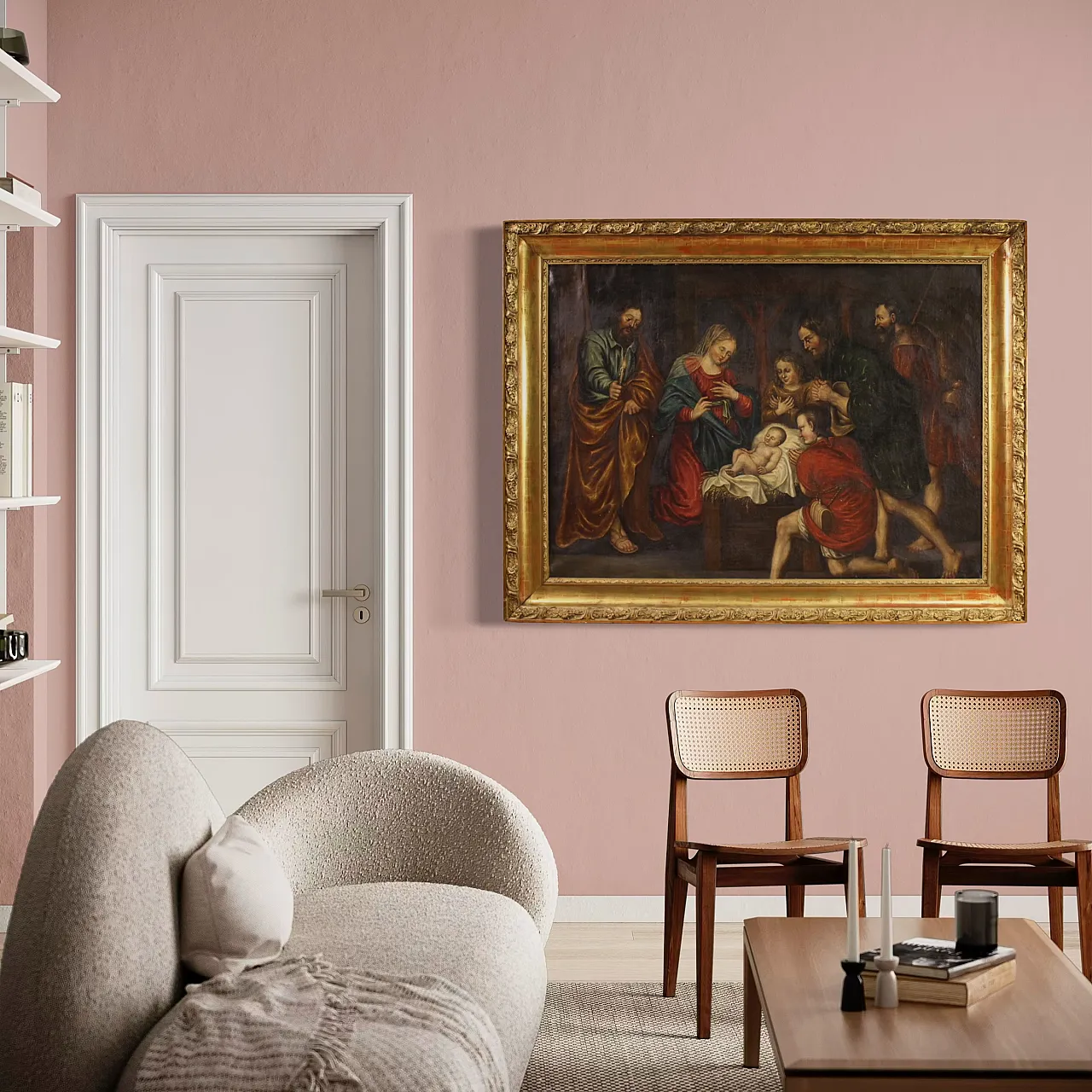 Adorazione dei pastori, dipinto ad olio francese, '600 13