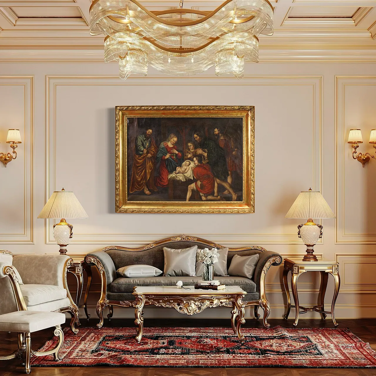 Adorazione dei pastori, dipinto ad olio francese, '600 14