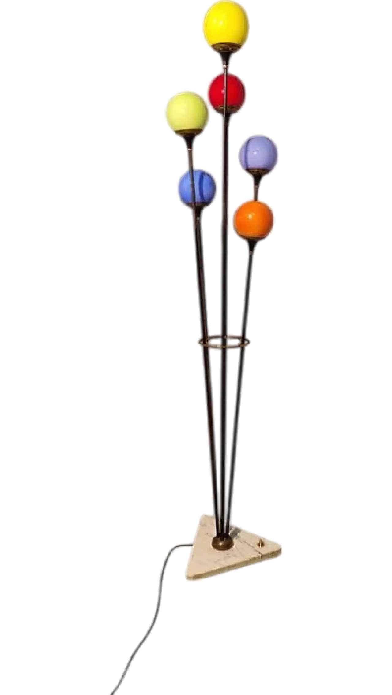 Lampada da terra Alberello in ferro, ottone e marmo di Stilnovo, anni '50 14