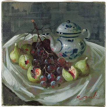 Figs and Grapes by Renato Criscuolo, oil on canvas, 2000s