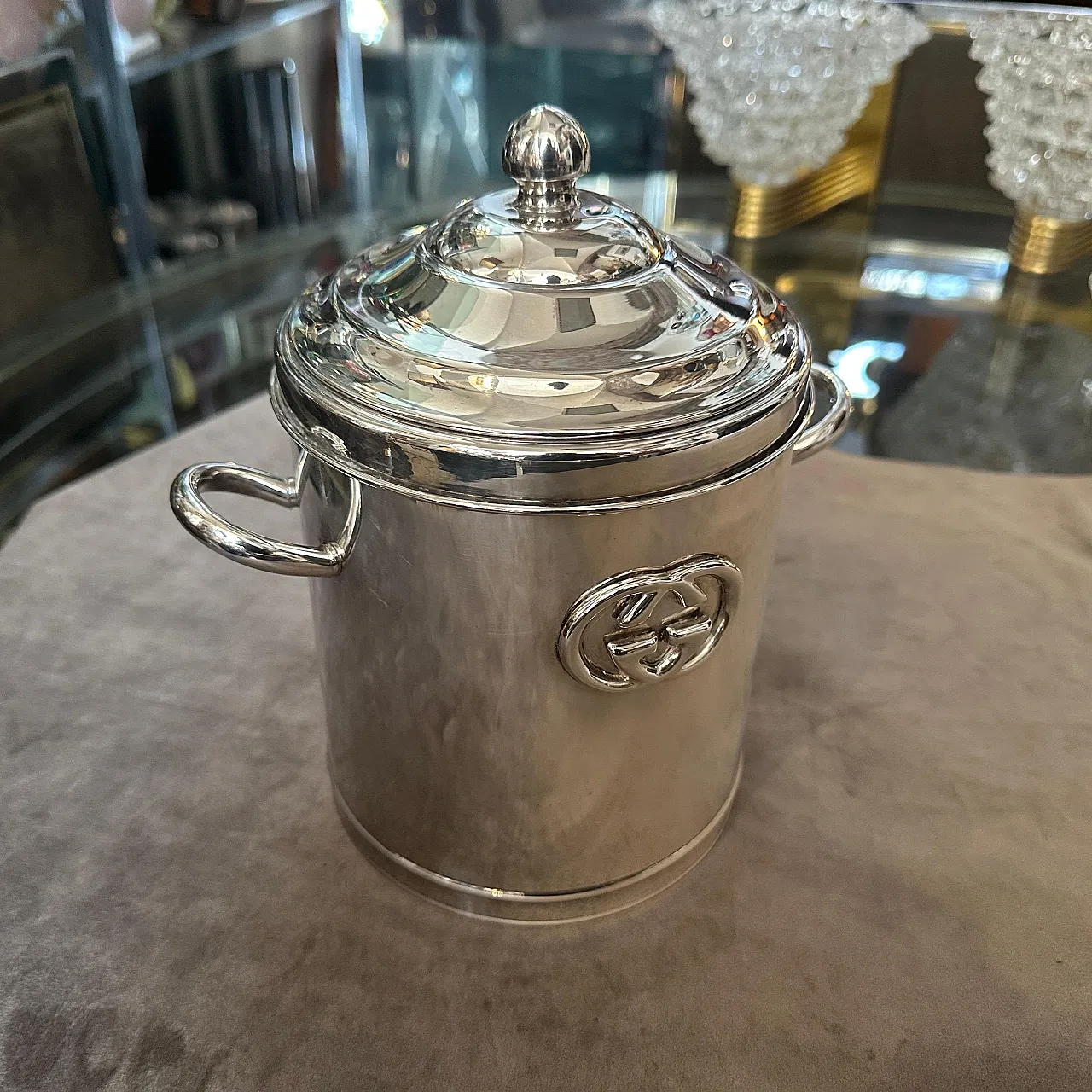 Secchiello per ghiaccio placcato in argento di Gucci Firenze, anni '70 3