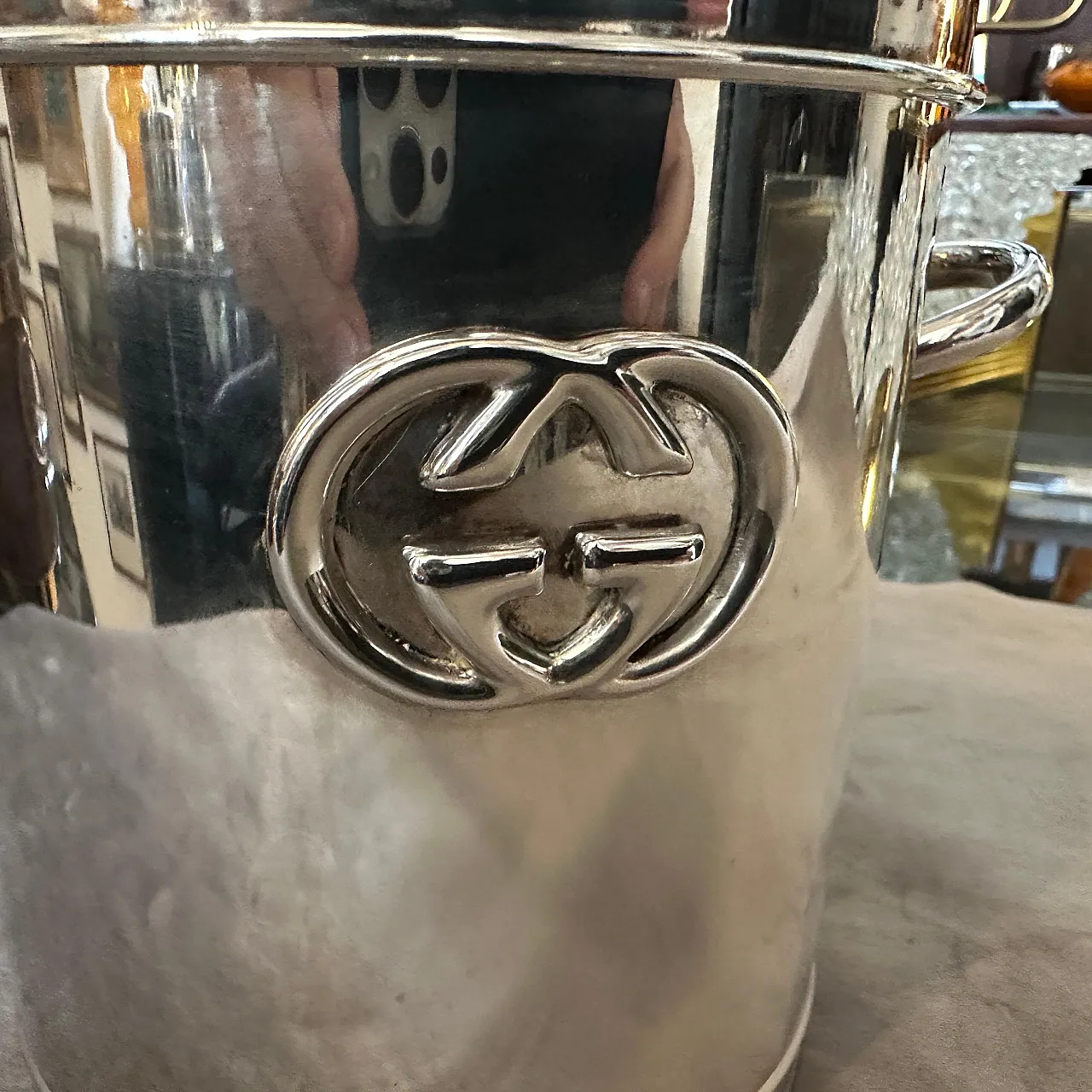Secchiello per ghiaccio placcato in argento di Gucci Firenze, anni '70 4