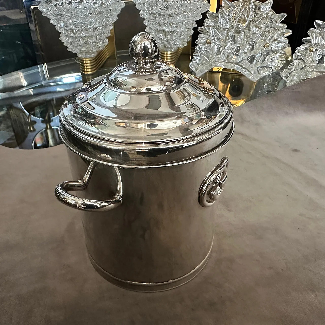 Secchiello per ghiaccio placcato in argento di Gucci Firenze, anni '70 5