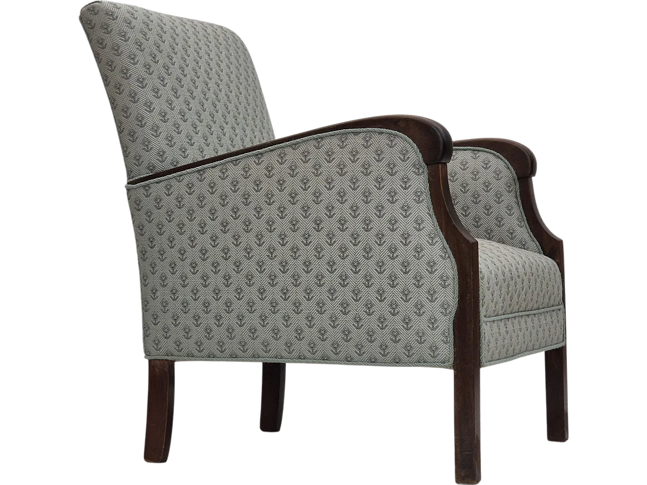 Danish lounge chair, reupholstered, blend wool fabric, 50s 20