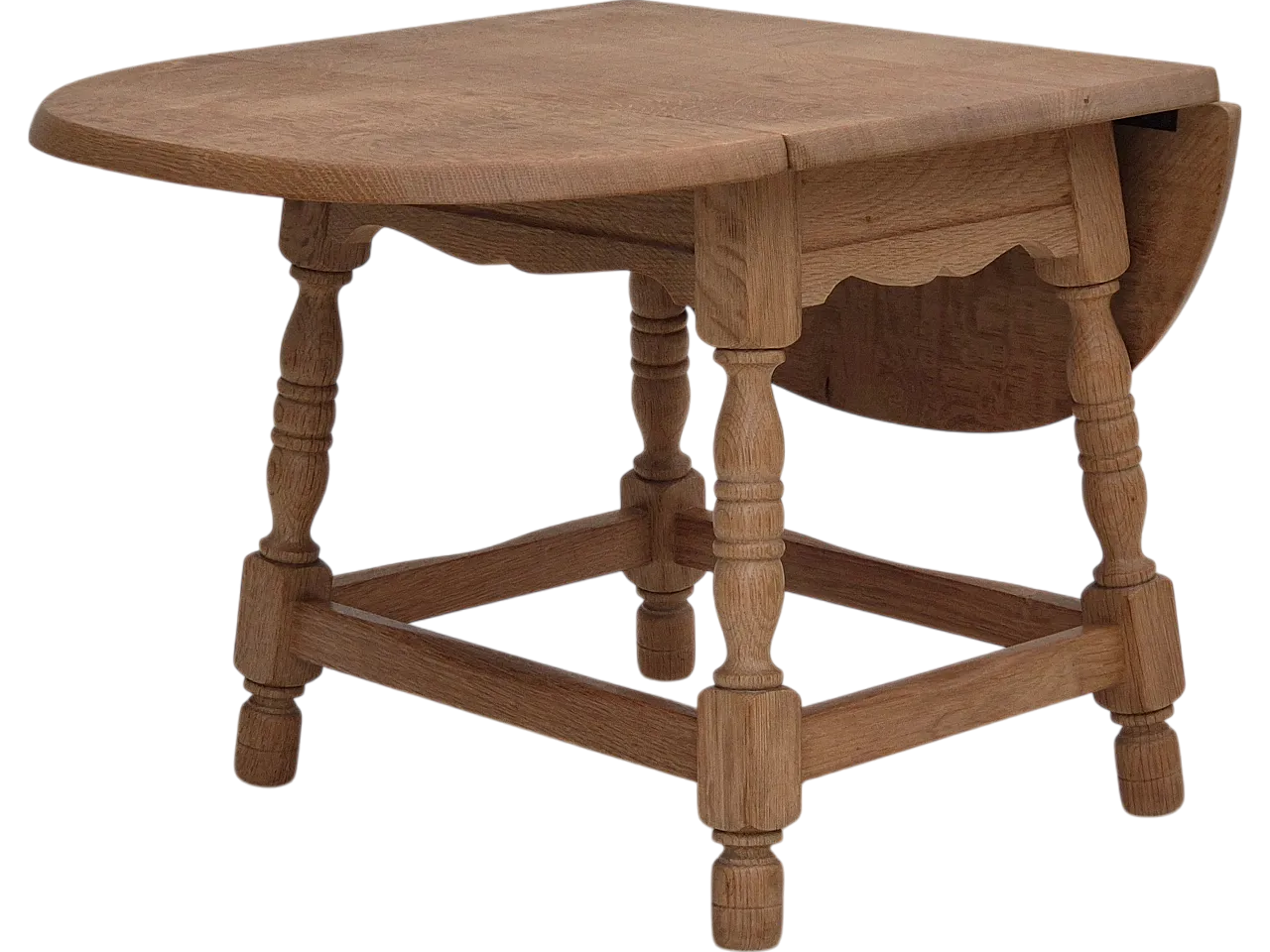 Danish foldable side table, solid oak wood, 70s 24